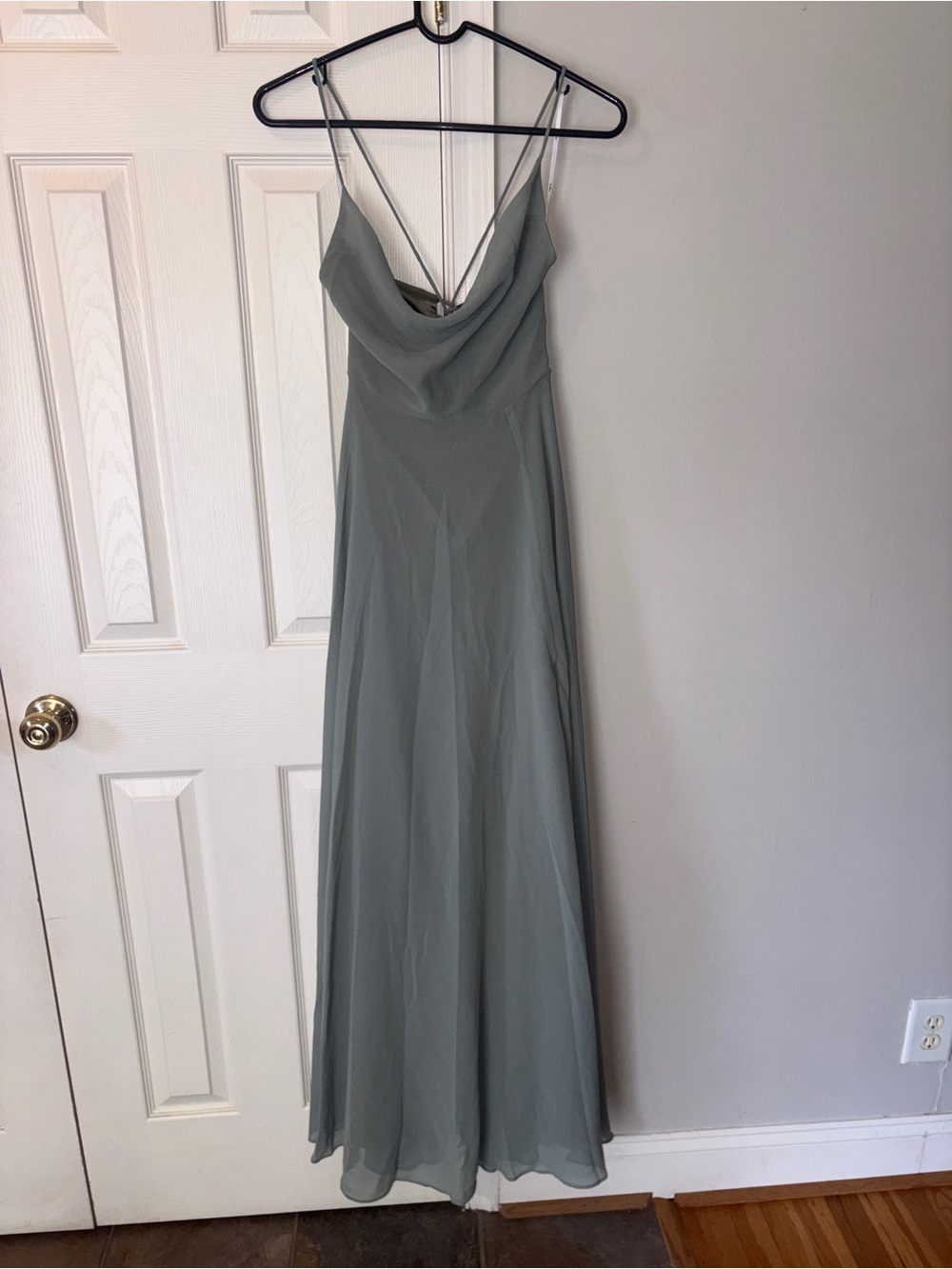 NWT Lulu's Sage Green Romantically Speaking Cowl Neck, Lace Up Maxi Dress New